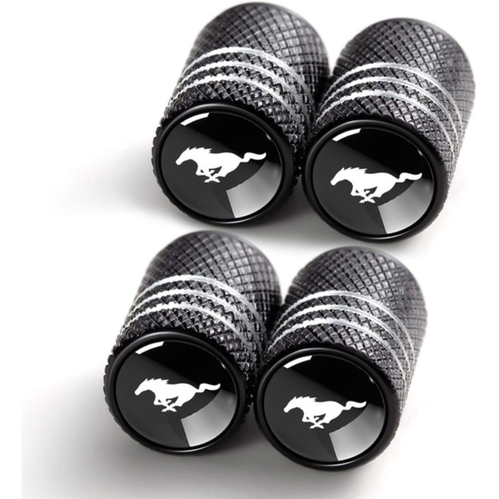 Mustang Tire Valve Stem Caps - Air Tight Seal - Easy Install - 4 Pack‎